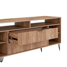 Manhattan Comfort - Meuble TV moderne DUMBO 62,99 po - Brun doré-Comprend 2 ouvertures pour la gestion des câbles et des médias