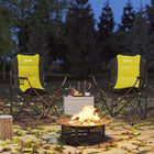 Outsunny - Chaises de camping pliantes avec porte-gobelet, chaises de camping rembourrées pour événements extérieurs, jaune-Le tissu Oxford 600D rembourré et résistant aux éclaboussures assure confort et durabilité  