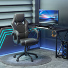 HOMCOM - Chaise de bureau style voiture de course-Revêtement en cuir PU de qualité supérieure, doux au toucher et facile d’entretien