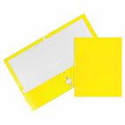 JAM Paper - Dossiers scolaires laminés brillants à 3 trous et à deux pochettes - jaune - Paquet de 6-Dossiers de projet brillants à 3 trous l Couleur : jaune