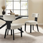 Modway - Nalani Tissu tapis Chaises de salle à manger Ensemble de 2 - Tissage à bruyère Ivoire noir-Rembourrage en mousse dense