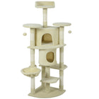 PawHut - Arbre à chat multi-niveaux 62 po H, avec deux niches pour chats - beige-Comprend des condos, un hamac et des perchoirs, répondant à tous les besoins de jeu et de repos 