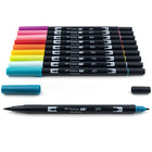 Tombow - Stylos à double pointe, couleurs tropicales, paq./10-Encre à base d'eau sans odeur, sans maculage