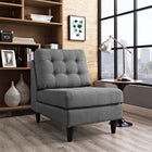 Modway - Empress Tissu rembourré Chaise longue - Gris-Boutons profondément touffés
