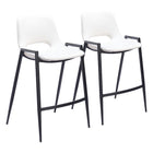Zuo - Desi Tabouret de comptoir - Blanc - Ensemble de 2-Support d’accoudoirs