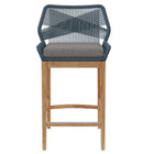 Modway - Wellspring Terrasse extérieure Bois de teck Tabouret de bar - Graphite bleu-Assemblée requise