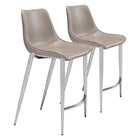 Zuo - Magnus Tabouret de comptoir - Brun/Silver - Ensemble de 2-Repose-pieds ergonomique et confortable