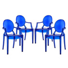 Modway - Casper Fauteuils de salle à manger Ensemble de 4 - Bleu-Pour un usage extérieur