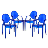 Modway - Casper Fauteuils de salle à manger Ensemble de 4 - Bleu-Pour un usage extérieur