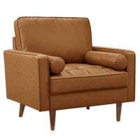 Modway - Valour Touffe Cuir végane Fauteuil d’accent - Tan-Rembourrage en cuir végane