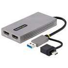 Startech - Adaptateur d'affichage USB A/C vers 2x 4K/1080p HDMI - 0,36' - Gris-Longueur du câble : 0,36 pied