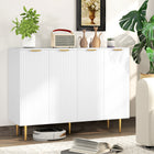 HOMCOM - Buffet 47,2 po L, meuble de rangement - blanc-Le design cannelé apporte une touche moderne à l’intérieur 