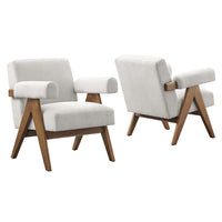 Modway - Lyra Tissu Fauteuil - Tissu ivoire - Ensemble de 2-Conception ergonomique pour le confort