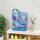 PawHut - Cage pour hamster à 5 niveaux, transporteur d’animaux portable - bleu foncé-Convient aux petits animaux comme les hamsters, gerbilles, etc. 
