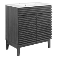 Modway - Render 30" Armoire à coiffeuse de salle de bain - Charcaol White-Style moderne du milieu du siècle