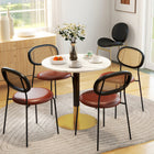HOMCOM - Table à manger ronde avec plateau effet marbre pour cuisine - blanc-Patin antidérapant maintenant la stabilité et évitant les rayures au sol 