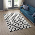 Modway - Lida Treillis marocain Tapis de 5 pi l x 8 pi L - Ivoire et charbon de bois-Tissage serré à poil bas