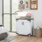 HOMCOM - Armoire de rangement au sol 31,1 po L - blanc-Pieds en bois de pin, charnières en métal et kit anti-basculement pour plus de stabilité 