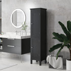 Kleankin - Armoire de rangement de salle de bain haute avec étagères réglables - noir-Les pieds surélevés peuvent protéger vos objets de l’humidité 