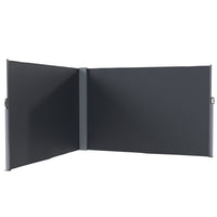 Outsunny - store latéral double rétractable pour patio - gris charbon-Tissu en polyester haute densité avec revêtement PU bloque le vent et la pluie
