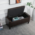 HOMCOM - Banc de rangement avec pouf à dessus rabattable - brun-Assemblage facile requis 