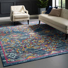 Modway - Entourage Réseau floral vieilli de Khalida Tapis de comédie 8 pi l x 10 pi L - Bleu Orange Jaune Rouge-Tissage serré à poil bas