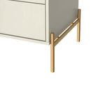 Manhattan Comfort - Table de nuit moderne Jasper 25,15" - Blanc cassé-Pieds en acier brossé avec finition dorée pour le style et la durabilité