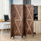 HOMCOM - Séparateur de pièce autoportant à 4 panneaux pour bureau à domicile - naturel-Bois massif de paulownia avec motifs en forme de X de style ferme pour plus de solidité et une touche rustique 
