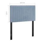Modway - Keira Performance Velvet Tête de lit jumelée, Bleu clair-Touffage vertical de canaux rayés