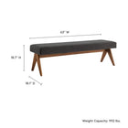 Modway - Lyra 63" Tissu tapis Banc - Gris foncé-Siège rembourré