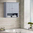 HOMCOM - Armoire murale de salle de bain avec étagère réglable et 2 portes pour couloir, salon - gris-Gain de place, peut être installé au mur ou au-dessus des toilettes