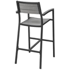 Modway - Maine Terrasse extérieure Tabouret de bar - Brun Gris - Ensemble de 2-Glissières de base en plastique