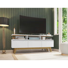 Manhattan Comfort - Meuble TV Yonkers 62,99 po style Mid-Century Modern - Blanc-Recommandé pour un téléviseur jusqu'à 60 pouces