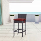 Modway - Convene Terrasse extérieure Tissu Tabouret de bar - Cassise à l’espresso-Cadre en aluminium revêtu de poudre