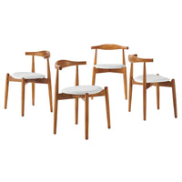 Modway - Stalwart Fauteuils d’accompagnement à manger Ensemble de 4 - Blanc noyer foncé-Chaise à manger latérale moderne