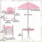 Qaba - Ensemble table de pique-nique et chaises pour enfants avec 2 chaises pliantes et parasol amovible - rose-Les chaises pliables et le design léger le rendent idéal pour les voyages 