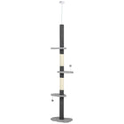 PawHut - Arbre à chat du sol au plafond 88,5 po-100,5 po avec poteaux à griffer - gris-La hauteur varie de 88,6 po (225 cm) à 100,4 po (255 cm) avec la barre de tension 