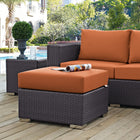 Modway - Convene Terrasse extérieure Tissu Carré ottoman in Espresso Orange-Cadre en aluminium revêtu de poudre