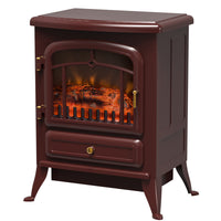 HOMCOM - Foyer électrique portatif sur pied 16 po, 750/1500 W, rouge-Poêle électrique avec technologie de flamme 3D pour un feu d'apparence réaliste 