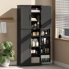 HOMCOM - Armoire de garde-manger 64 po avec étagères réglables - noir-Le kit anti-basculement et la construction solide assurent stabilité et sécurité au quotidien 