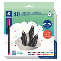 STAEDTLER - Triplus Fineliner Stylos Recyclés  - 0.3 mm - couleurs assorties - Paquet de 40-Stylo fineliner avec pointe extra-fine gainée de métal