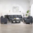 HOMCOM - Fauteuil avec ressorts ensachés - épais rembourrage pour salon - gris charbon-Structure en panneaux multicouches pour un soutien durable  
