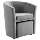 Modway - Divulge Performance Velvet Fauteuil et ensemble ottoman - Gris-Tissu résistant aux taches