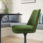 Modway - Lippa Salle à manger pivotante Performance Velvet Fauteuil d’appoint - Vert mousse noire-Légèrement penché en arrière