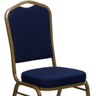 Flash Furniture – Chaise banquet empilable Hercules, dossier couronne, tissu bleu marine à motifs, châssis doré, 4/pqt-Mousse ignifuge CA117
