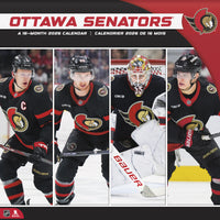 DateWorks - 2026 Calendrier Mural 16 Mois - 12 po x 12 po - Sénateurs d'Ottawa - Bilingue -12,00" x 12,00"