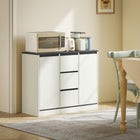 HOMCOM - Bahut buffet 39,4 po L avec portes à fermeture douce - grain de bois blanc-Son design polyvalent convient comme armoire de rangement de cuisine, armoire de salon, armoire d'entrée ou armoire à café 