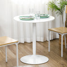 HOMCOM - Table à manger ronde avec patin antidérapant pour salon - blanc-Il dispose d'une surface ronde et spacieuse pour poser vos plats et boissons 