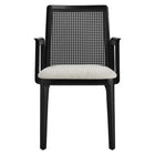 Modway - Monarch Bois et rotin Fauteuil à manger - Ivoire à tissage noir noir à bruyère-8