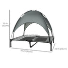 PawHut - Lit pour animaux surélevé rafraîchissant portable avec auvent - 36 po L x 30 po l x 35 po H - gris-Le tissu est en polyester haute densité et respirant pour éloigner la chaleur 
